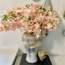 1pc Jarrón Cilíndrico Clásico a Rayas Dorado, Jarra de Cerámica Lujosa para Decoración - Elegante Florero con Tapa, Centro de Mesa para Hogar o Bodas, Recipiente Atemporal sin Necesidad de Baterías Eléctricas