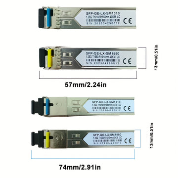 Par de Módulos SFP BIDI 1.25G - Conectores LC/SC Monomodo 20km/40km, Puertos A+B, 3.3V, Compatibles con Switches Cisco, Routers y Equipos de Red, Transmisión de Datos, Acabado Metálico, Diseño Compacto, Alta Velocidad y Fiabilidad
