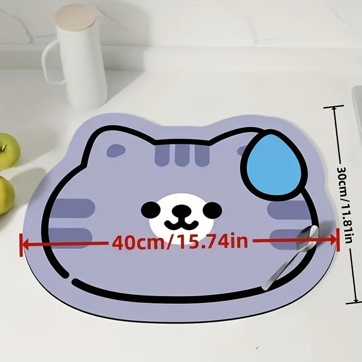 Alfombrilla Absorbente con Temática de Gatos - Perfecta para Cocina y Baño, Ideal para Platos, Tazas y Máquinas de Espresso
