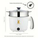 Cocina eléctrica pequeña con olla de acero inoxidable y cesta de vapor - Doble potencia, forro antiadherente, ideal para 1-2 personas, perfecta para vaporizar dumplings y más, cesta de vapor para cocinar.