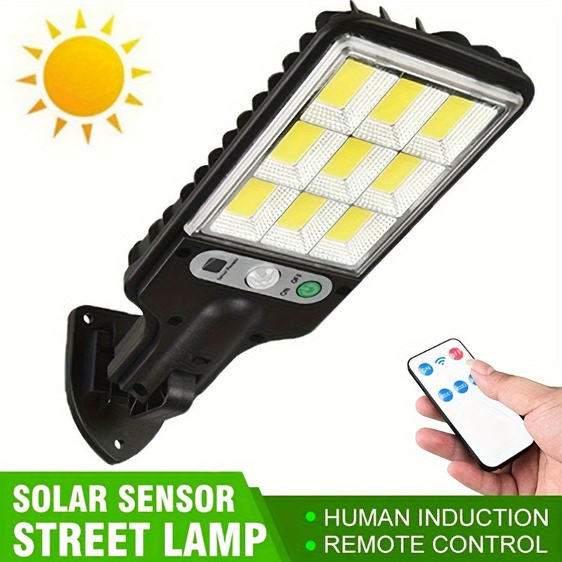 Lámpara solar con sensor de movimiento ANKRIYUL, control remoto incluido, plástico resistente, sensor infrarrojo para jardín, patio y seguridad exterior, incluye pilas para el control, carga solar, iluminación exterior moderna