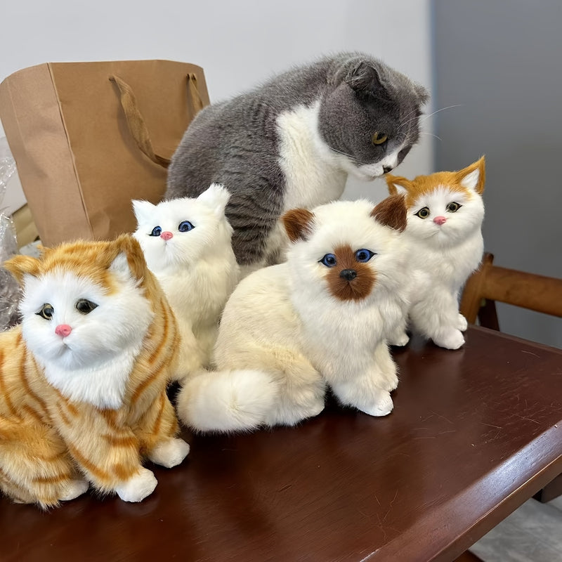 Encantadora Figura de Gato Hecha a Mano - Decoración de Mascota Realista de Pie, Perfecta para el Hogar y la Oficina, Idea de Regalo Única, Ocasión de Año Nuevo, Tema de Anime
