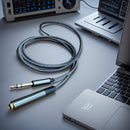 Cable de extensión para audífonos estéreo de 6.35 mm, conector macho a hembra de 1/4" dorado, diseño trenzado duradero, flexible y sin enredos, ideal para equipos de audio y guitarra