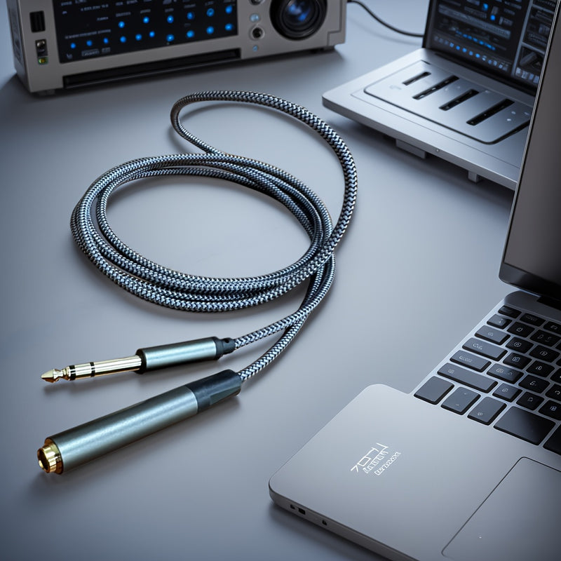 Cable de extensión para audífonos estéreo de 6.35 mm, conector macho a hembra de 1/4" dorado, diseño trenzado duradero, flexible y sin enredos, ideal para equipos de audio y guitarra