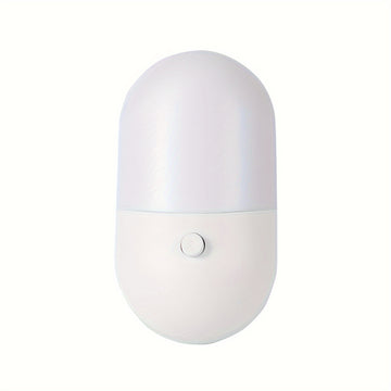 Luz Nocturna LED | Lámpara de Pared Blanca Moderna con Plástico y Brillo Ajustable | Eficiente en Energía, Control por Botón Regulable | Ideal para Dormitorios, Baños, Escaleras y Cocinas | Diseño Elegante, Fácil Instalación, Iluminación para Baño | Lámp
