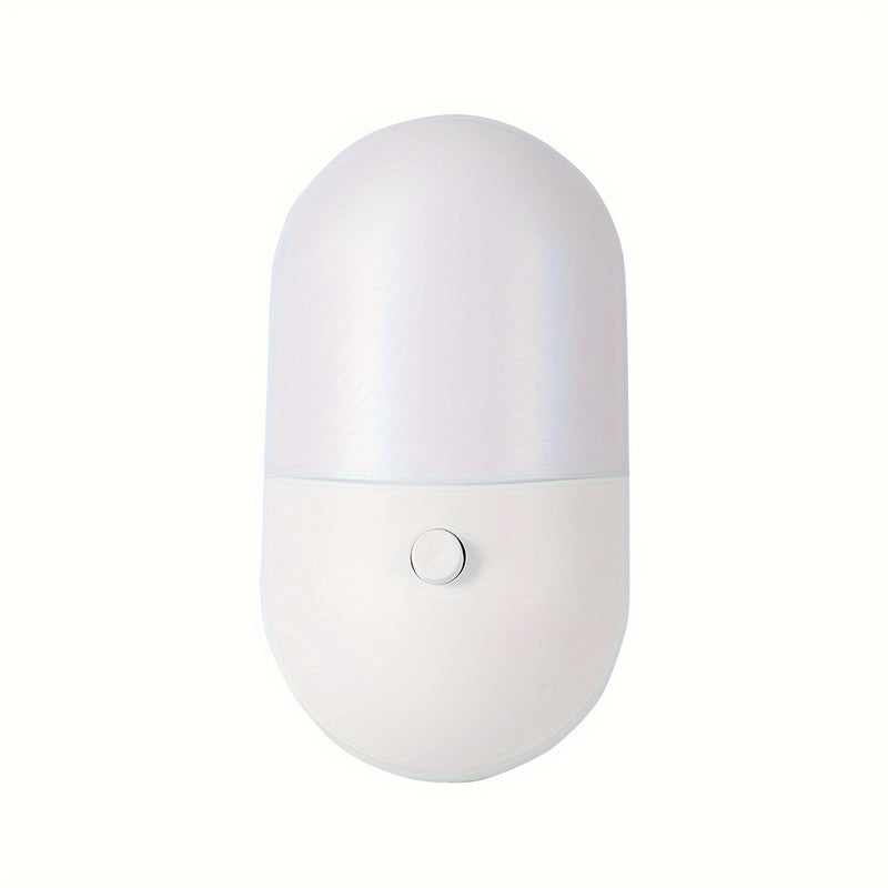 Luz Nocturna LED | Lámpara de Pared Blanca Moderna con Plástico y Brillo Ajustable | Eficiente en Energía, Control por Botón Regulable | Ideal para Dormitorios, Baños, Escaleras y Cocinas | Diseño Elegante, Fácil Instalación, Iluminación para Baño | Lámp