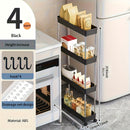 Carrito de almacenamiento rodante de 4 niveles con ruedas, drenaje hueco, estantes de metal delgados, organizador móvil para cocina, baño, habitación de lavandería - Negro, capacidad para 20 personas, carrito de almacenamiento de cocina