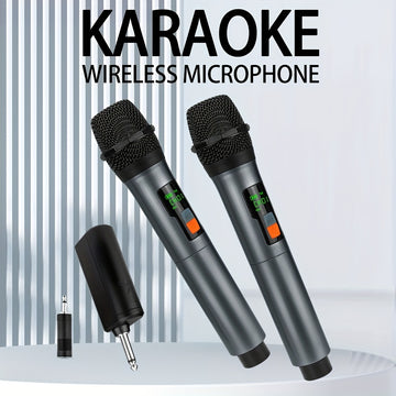 Sistema de Micrófono Dinámico sin varillas Recargable Doble con Botón de Eco/Silencio para Karaoke en Casa y Reuniones