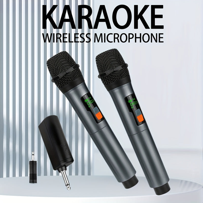 Sistema de Micrófono Dinámico sin varillas Recargable Doble con Botón de Eco/Silencio para Karaoke en Casa y Reuniones