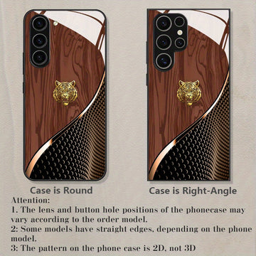 Tigre dorado elegante con patrón de textura marrón, funda de vidrio para teléfono para for samsung para for galaxy S25/S25 Plus/S25 Ultra/S24/S24 FE/S24 Plus/S24 Ultra/S23+/S23 Ultra/S22+/S22 Ultra/S20+/S20 FE/S20 Ultra/A13/A14/A16/A32/A33/A34/A53/A54/A7