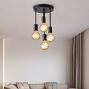 1 pza. Araña moderna negra de 4 luces, lámpara de techo de rama de hierro para cocina, pasillo, dormitorio, base de bombilla E27, bombilla no incluida, accesorio de iluminación para el hogar