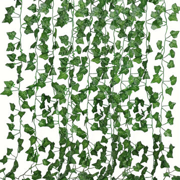 12pcs Enredaderas Artificiales de Hiedra, Guirnalda de Hojas Colgantes de Plantas de Hiedra para Decoración de Pared de Habitación, Jardín, Oficina, Boda, Guirnalda de Hojas de Hiedra Verde para Colgar en la Pared, Decoración de Jardín para el Hogar, Fal