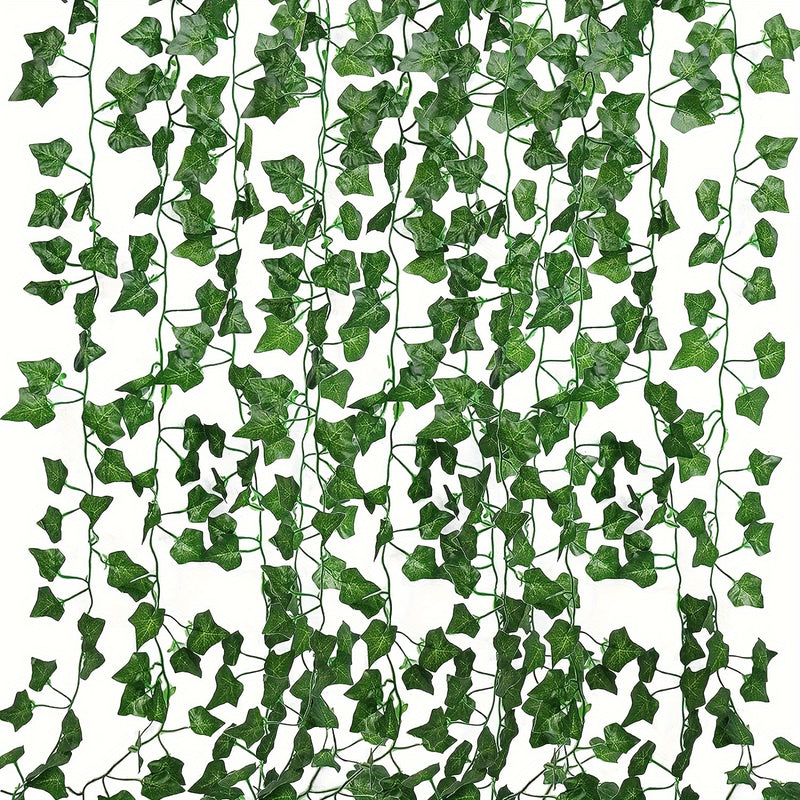 12pcs Enredaderas Artificiales de Hiedra, Guirnalda de Hojas Colgantes de Plantas de Hiedra para Decoración de Pared de Habitación, Jardín, Oficina, Boda, Guirnalda de Hojas de Hiedra Verde para Colgar en la Pared, Decoración de Jardín para el Hogar, Fal