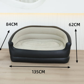 Sofá inflable doble con bomba de pie, nuevo sofá inflable de felpa para todas las estaciones, diseño portátil para una relajación fácil.