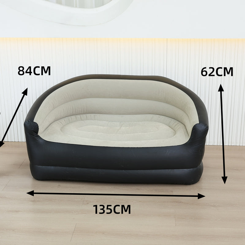 Sofá inflable doble con bomba de pie, nuevo sofá inflable de felpa para todas las estaciones, diseño portátil para una relajación fácil.
