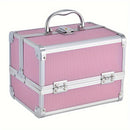 Maletín profesional para maquillaje de viaje - Organizador de cosméticos portátil de 6.7x6.7x9 pulgadas con espejo, porta brochas y llave de seguridad - Ideal para guardar joyas y artículos de baño