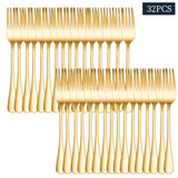 Juego de 32 tenedores para mesa, cubiertos de acero inoxidable de 8.1 pulgadas, set duradero adecuado para hogar y restaurante - Pulido espejo, lavable en lavavajillas