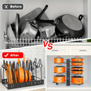 Estante de organización de cocina de 8 niveles ajustable - Hierro resistente a la herrumbre, almacenamiento bajo el gabinete que ahorra espacio para ollas y sartenes, estantes de ollas para cocina