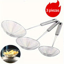 3 Piezas de Espumadera de Acero Inoxidable con Mango, Cuchara Ranurada Multiusos para Freír y Cocinar, Filtro de Aceite para Air Fryer, Accesorio para Fríjidor