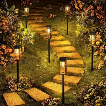 Paquete de 4/8 luces solares de hierba de tungsteno - Iluminación exterior LED para caminos, jardines, patios y corrales con diseño de montaje semienterrado, sombra de polipropileno y sin control remoto, luces solares para jardines, iluminación de camino