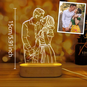1pc Lámpara de foto 3D personalizada Lámpara de noche con retrato personalizado Cubo de luz con imagen grabada Marco de placa conmemorativa Regalos de cumpleaños para recordar Usando mis propias fotos para hombres y mujeres – Estilo moderno, alimentado p
