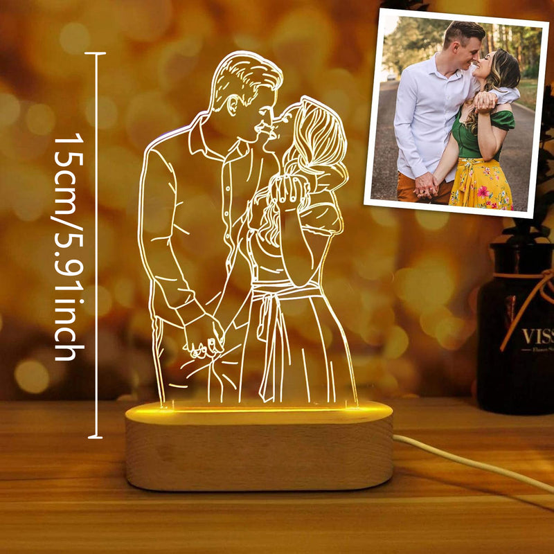 1pc Lámpara de foto 3D personalizada Lámpara de noche con retrato personalizado Cubo de luz con imagen grabada Marco de placa conmemorativa Regalos de cumpleaños para recordar Usando mis propias fotos para hombres y mujeres – Estilo moderno, alimentado p