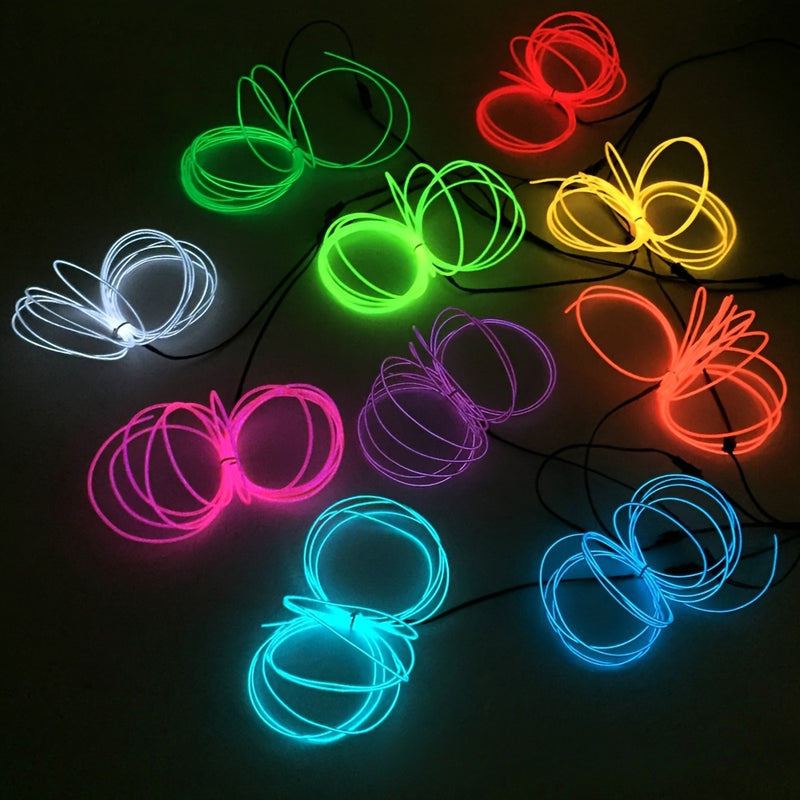 Conjunto de combinación de 6 piezas de alambre luminoso EL de 2 metros de largo, alambre de luz fría EL, cadena de luces decorativas DIY para ambiente, accesorios de baile fluorescentes, alambre fluorescente LED