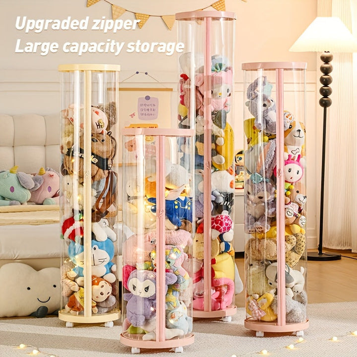 Organizador de Juguetes Transparente con Cremallera para Muñecos, Cubo de Almacenamiento de Alta Capacidad: Ideal para 10 Ocasiones – Dormitorio, Sala, Estudio, Práctico y Económico