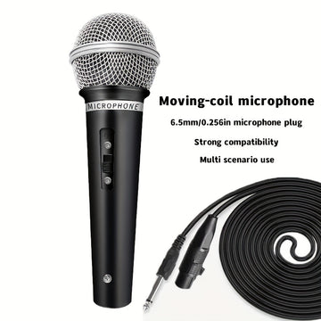 Microfono Dinámico Rzosom con Cable y Conector de 6.5mm - , para Karaoke, Presentaciones en Vivo, Reuniones y Streaming Doméstico, Alimentación por DC, Malla Reductora de Explosivos, Diseño Elegante, Equipo de Audio para Reuniones, Construcción Robusta,