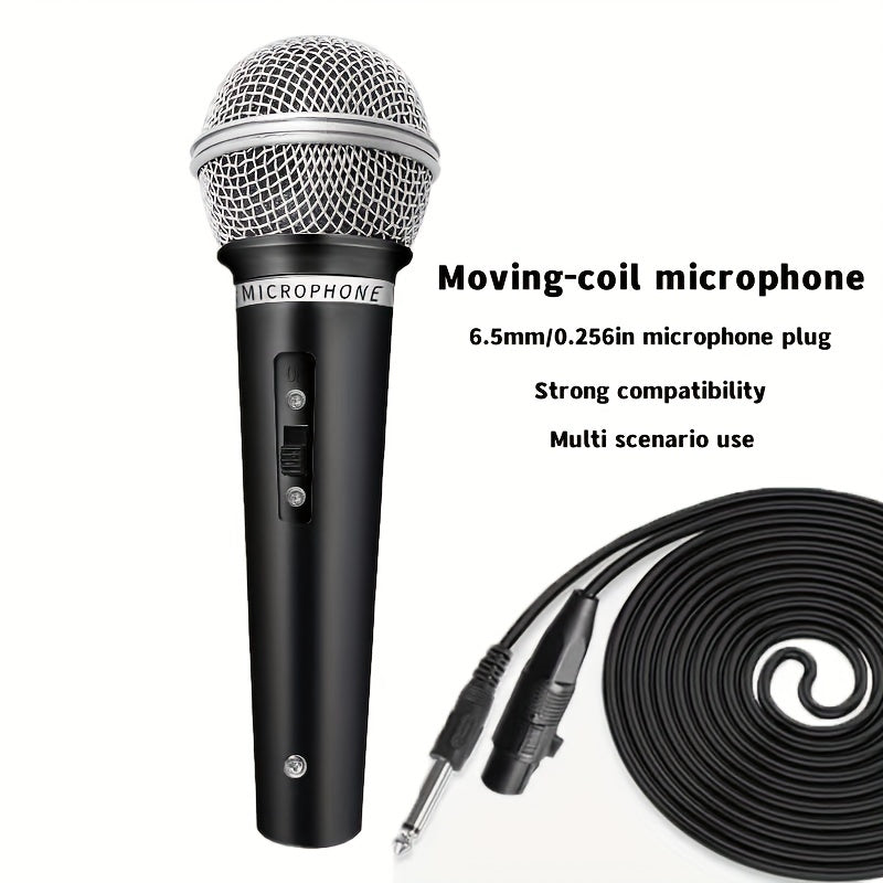 Microfono Dinámico Rzosom con Cable y Conector de 6.5mm - , para Karaoke, Presentaciones en Vivo, Reuniones y Streaming Doméstico, Alimentación por DC, Malla Reductora de Explosivos, Diseño Elegante, Equipo de Audio para Reuniones, Construcción Robusta,