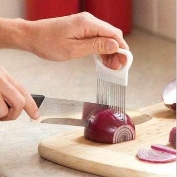 Utensilio de Cocina Multifuncional de Acero Inoxidable para Cortar Cebollas, Carne y Frutas – Mango Ergonómico, Diseño Resistente al Óxido, Sin Necesidad de Electricidad, Rebanador de Verduras