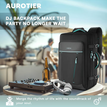 Mochila para controlador DJ AUROTIER, compatible con DDJ-FLX4/200/400/REV1 - Compartimento resistente para laptop, almacenamiento acolchado ajustable para cables/micrófonos, bolsillos de malla reforzados y cierres con candado, mochila de viaje ligera con