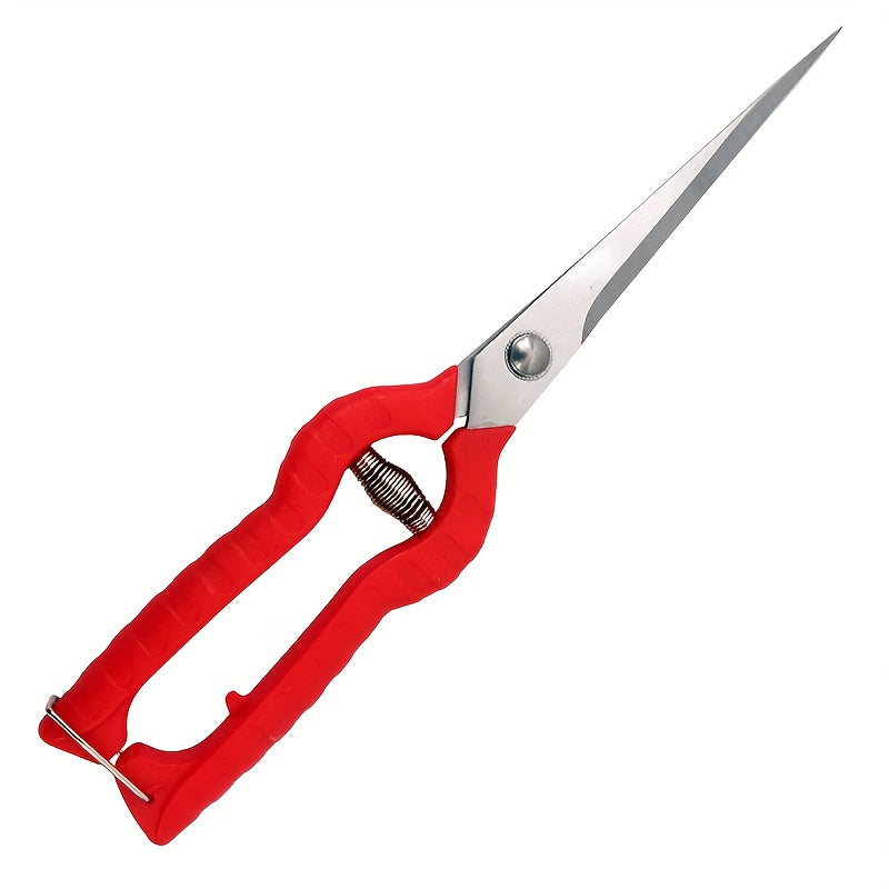 1 pieza de tijeras de poda de jardín profesionales con mango ergonómico rojo - Hoja recta de acero inoxidable duradera, mango antideslizante para arreglar rosas, podar plantas y cosechar frutas - Herramientas de jardinería ligeras, tijeras de poda de jar