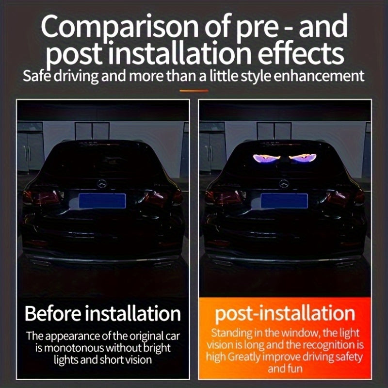 Luz LED para coche con diseño de ojo del diablo dinámico - 11 modos, 1 constante + 10 brillantes, alimentado por USB, se adapta a la mayoría de los vehículos, transforma tu vehículo con luz y estilo hipnóticos, actualización de iluminación de vehículos,