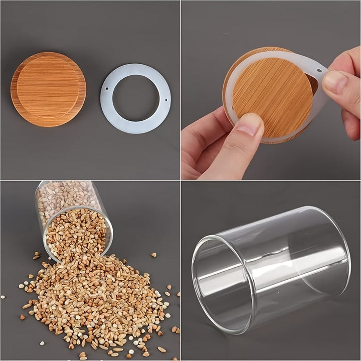 Juego de 6 Tarros de Vidrio con Sello, Frascos para Especias, Recipientes Redondos Vacíos, Tarritos Gruesos, Ideales para Condimentos, Café en Grano, Té y Hierbas