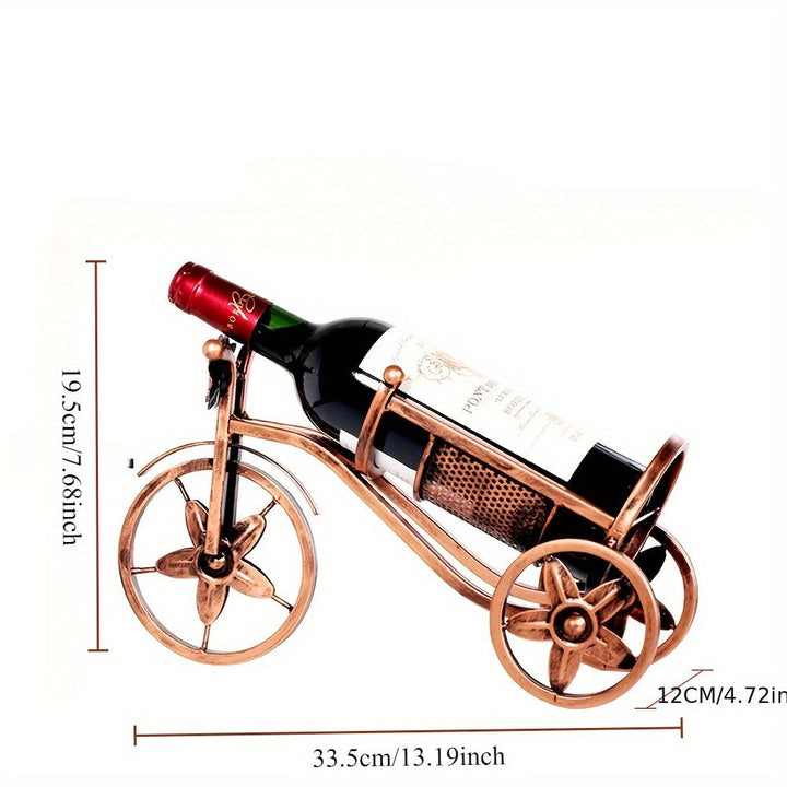 1pieza Estante de vino de metal vintage con soporte de vidrio, acabado lacado, gran capacidad de 5.0L Diseño de carruaje Gabinete de vino para exhibición de sala de estar