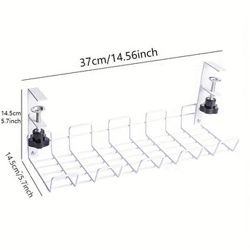 1 unidad Organizador de Escritorio Ajustable /Blanco de 36.98 cm para Enchufes y Cables de Oficina sin Taladrar, Fácil Instalación