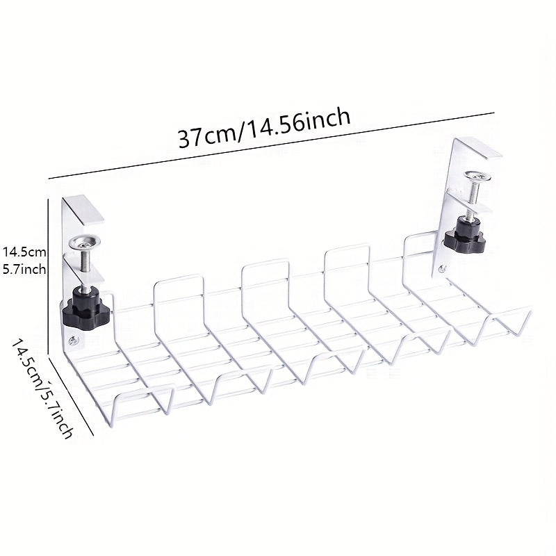1 unidad Organizador de Escritorio Ajustable /Blanco de 36.98 cm para Enchufes y Cables de Oficina sin Taladrar, Fácil Instalación