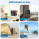 Colgador de ropa portátil multifuncional de 13-28 pulgadas, extensible y plegable, ideal para el hogar, la lavandería, el camping y los viajes, con estantes para secar.