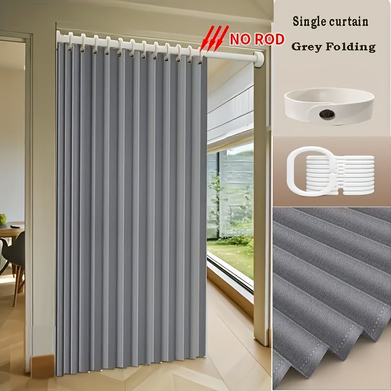 Cortina de bloqueo de estilo bohemio, sin poste, con diseño plegable, fácil de empujar y tirar, adecuada para sala de estar, dormitorio, cocina - Lavado a mano fácil, ganchos de regalo para decoración del hogar