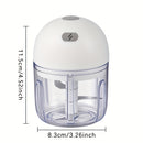 Molino de ajo eléctrico mini, 250 ml, molino de alimentos, USB, molino de verduras, molino de cebolla, procesador de alimentos portátil pequeño, ajo, jengibre, chile, verduras