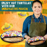 Calentador de Tortillas Fiesta: Bolsa Aislada de Doble Cara, Tamaño 27.94cm, Segura para Microondas, Perfecta para Tortillas de Maíz y Harina - ¡Mantiene Calientes hasta por Una Hora!