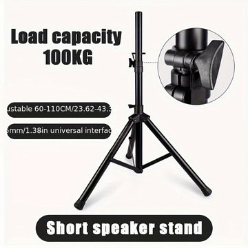 Soporte profesional para altavoces con base de pie y porta tarjetas de metal