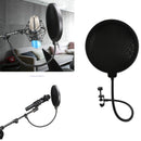 1pc Filtro de malla doble de 6 pulgadas con malla insonorizante, abrazadera de goose neck de 360 grados, brazo estable para karaoke en vivo, grabación de voz en estudio - Negro