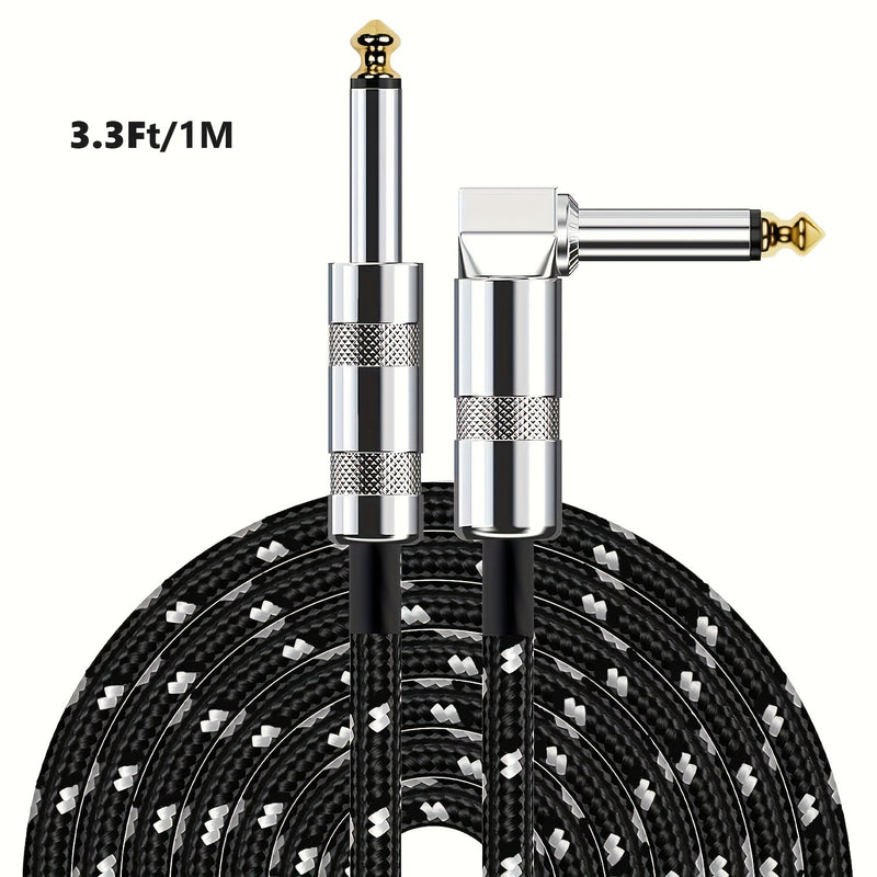 Cable de Guitarra Eléctrica Pro de 10 pies - Cables de Instrumento para Guitarra Eléctrica, Bajo Eléctrico, Mandolina Eléctrica, Audio Profesional con Conectores de Ángulo Recto a Recto de 1/4, Color Negro, Transmisión de Sonido Duradera y Sin Ruido