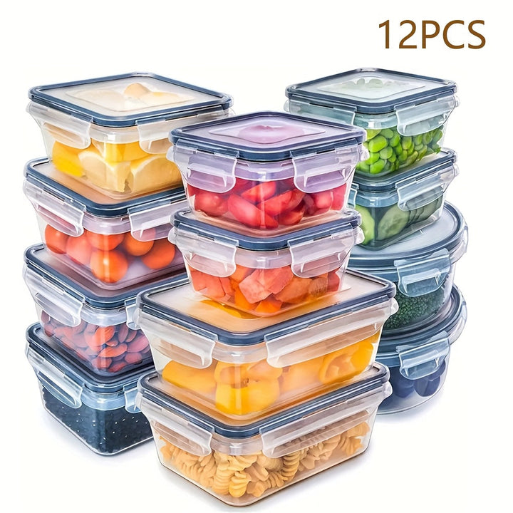 Juego de Contenedores Herméticos para Cocina 12/24pcs, Tarros de Plástico Grado Alimenticio, Caja Conservadora Libre de BPA para Refrigerador, Apto para Lavavajillas y Microondas, Almacenamiento de Frutas y Verduras