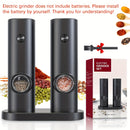 1/2 opciones, molinillo eléctrico de sal y pimienta (batería no incluida), juego de molinillos de sal y pimienta automáticos con luz LED, ajuste de grano, gran capacidad, adecuado para cocina doméstica, barbacoa, restaurante, exteriores, regalo de boda