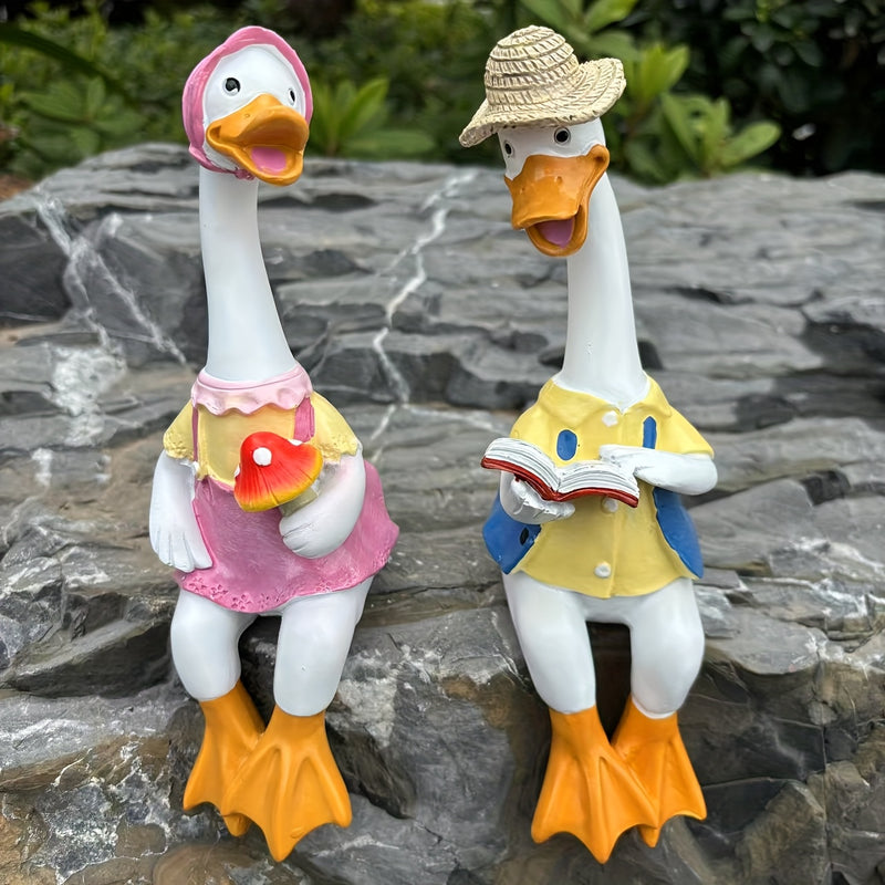 Encantadoras figuras de pata de resina de pato, ideal para decoración de jardín al aire libre, patio, villa y escena de granja, con detalles pintados a mano, para uso interior y exterior.