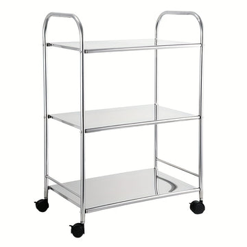 Carrito de acero inoxidable de 3 niveles con ruedas - Estante de almacenamiento versátil para cocina para el hogar, fiestas al aire libre, hoteles y restaurantes - Diseño duradero, fácil de ensamblar y móvil, carrito de cocina para restaurantes | Carrito