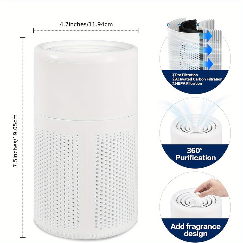 Purificador de aire HEPA para el hogar con esponja aromática, elimina olores para oficina, sala, habitaciones, ideal para fumadores, polvo, polen, caspa de mascotas, ambientador para auto, dormitorio u oficina